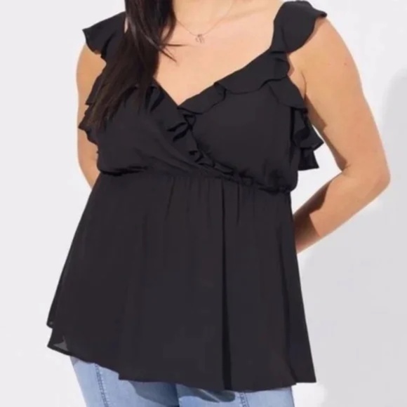 torrid Tops - Criss Cross Ruffle Peplum Tank Top
